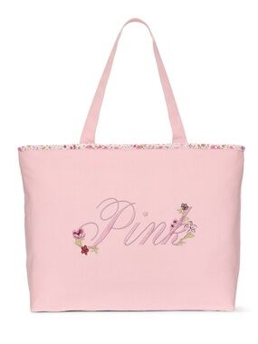 (Inventory 45) Victoria’s Secret Pink Embroidered Floral Logo Tote